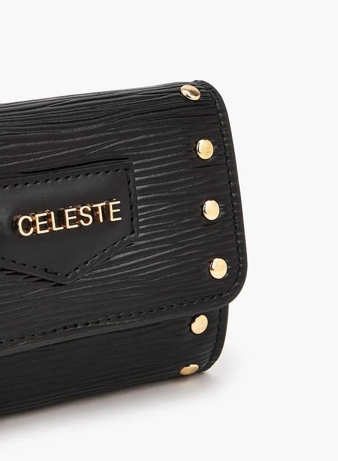 سيليست Stud Embellished Wallet with Button Closure